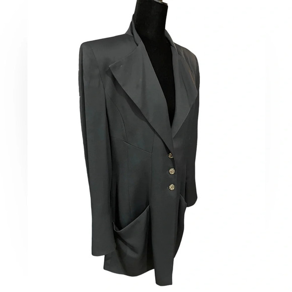 Vintage FENDI 365 Blazer Tuxedo Style Shoulder Pads Logo Buttons IT 46 - Picture 10 of 10